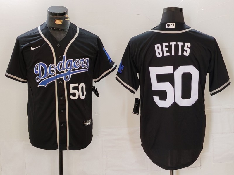 Men Los Angeles Dodgers 50 Betts Black Fashion Nike 2024 MLB Jersey style 7154